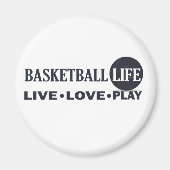 live love play basketball life blue text magneet (Voorkant)