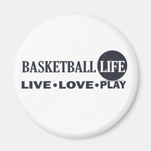 live love play basketball life blue text magneet (Voorkant)