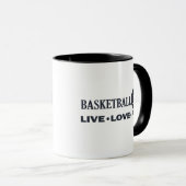 live love play basketball life blue text mok (Voorkant rechts)