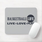 live love play basketball life blue text muismat (Met muis)