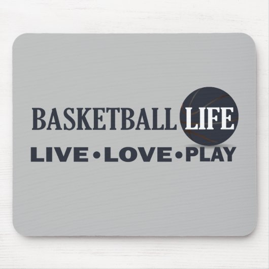 live love play basketball life blue text muismat (Voorkant)
