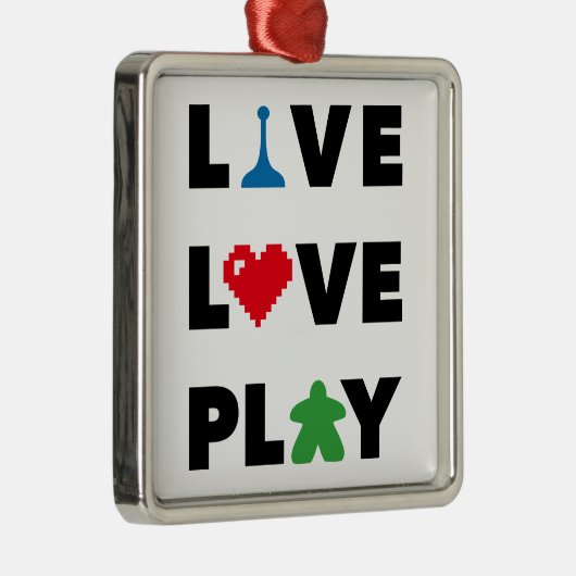 Live, Love, Play Black Text Metal Ornament (Rechts)