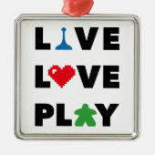 Live, Love, Play Black Text Metal Ornament (Voorkant)