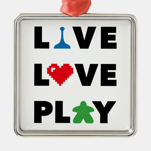 Live, Love, Play Black Text Metal Ornament (Voorkant)