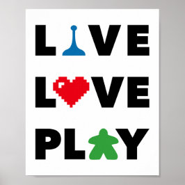 Live, Love, Play Black Text Print