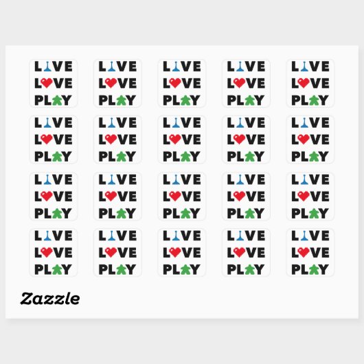 Live, Love, Play Black Text Stickers (Vel)