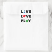 Live, Love, Play Black Text Stickers (Tas)