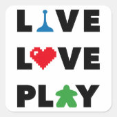 Live, Love, Play Black Text Stickers (Voorkant)