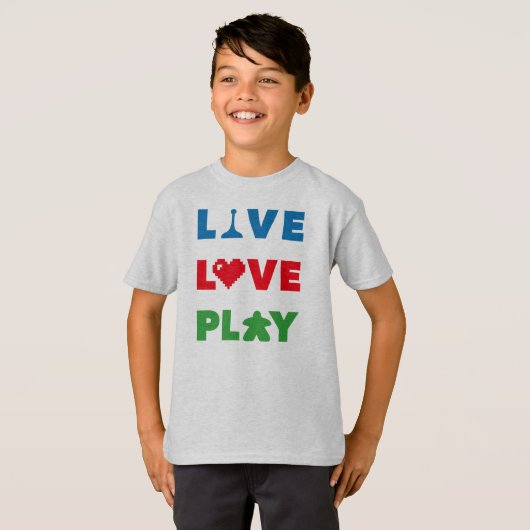 Live, Love, Play Colorful Boys Shirt (Voorkant volledig)