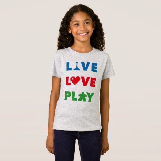 Live, Love, Play Colorful Girls Shirt (Voorkant volledig)