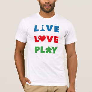 Live, Love, Play Colorful Mannen Shirt