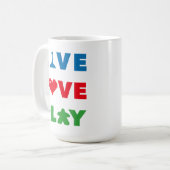 Live, Love, Play Colorful Mok (Voorkant links)