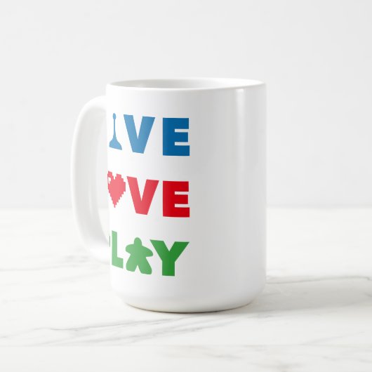 Live, Love, Play Colorful Mok (Voorkant links)