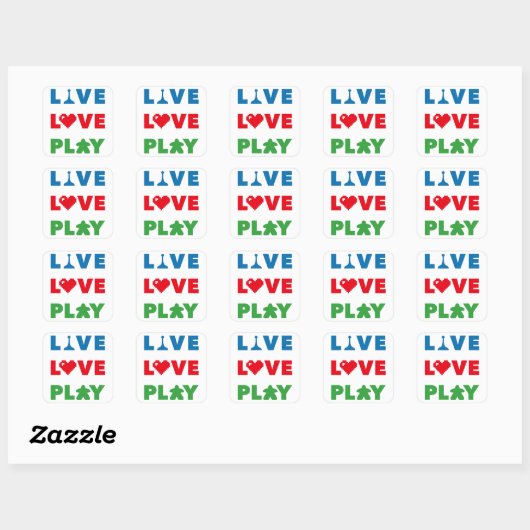 Live, Love, Play Colorful Stickers (Vel)