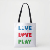 Live, Love, Play Colorful White Tas (Voorkant)