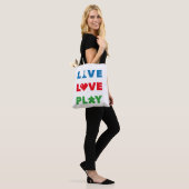 Live, Love, Play Colorful White Tas (Op model)
