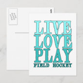 Live, Love, Play - Field Hockey Briefkaart (Voorkant / Achterkant)