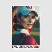 Live, Love, Play Golf - Golf Towel Golfhanddoek (Voorkant)