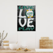 Live Love Play Green Gold Volleyball Poster (Keuken)