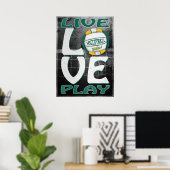 Live Love Play Green Gold Volleyball Poster (Thuiskantoor)