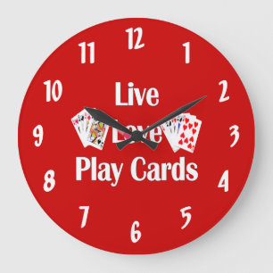 Live, Love, Play Kaart-Red Grote Klok