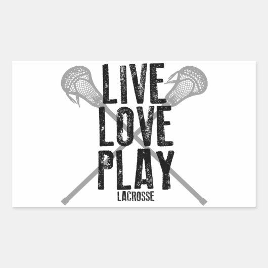 Live, Love, Play Lacrosse Rechthoekige Sticker (Voorkant)