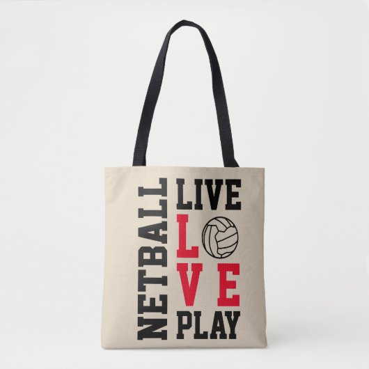 Live Love Play Netball Quote Tote Bag (Voorkant)