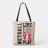 Live Love Play Netball Quote Tote Bag (Achterkant)