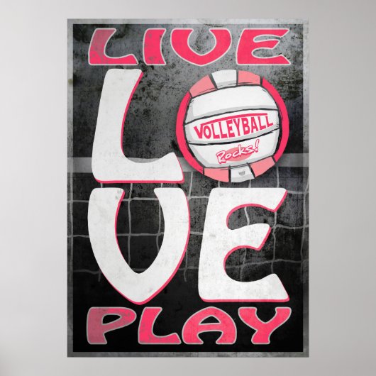 Live Love Play Pink Volleyball Poster (Voorkant)