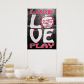 Live Love Play Pink Volleyball Poster (Keuken)