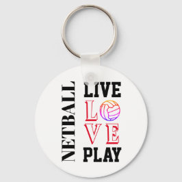 Live Love Play Slogan Netball Sleutelhanger
