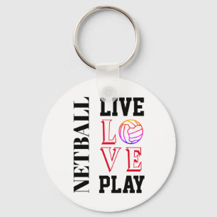Live Love Play Slogan Netball Sleutelhanger