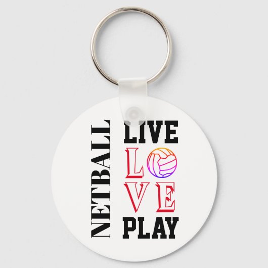 Live Love Play Slogan Netball Sleutelhanger (Voorkant)