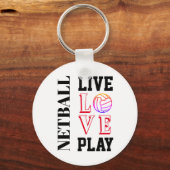 Live Love Play Slogan Netball Sleutelhanger (Voorkant)