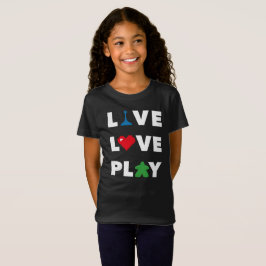 Live, Love, Play White Text Girls Shirt