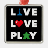 Live, Love, Play White Text Metal Ornament (Voorkant)