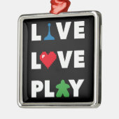 Live, Love, Play White Text Metal Ornament (Links)
