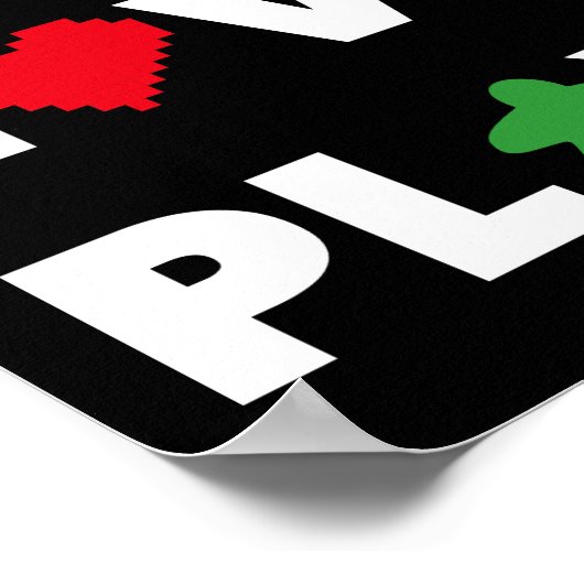 Live, Love, Play White Text Print (Hoek)