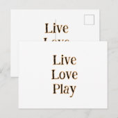 Live love play zwart oranje sportspeler modern q briefkaart (Voorkant / Achterkant)