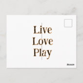 Live love play zwart oranje sportspeler modern q briefkaart (Achterkant)