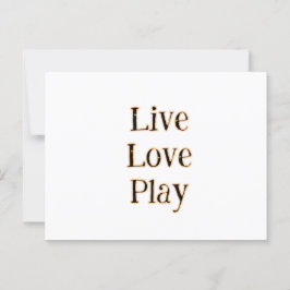 Live love play zwart oranje sportspeler modern q briefkaart