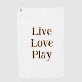 Live love play zwart oranje sportspeler modern q golfhanddoek