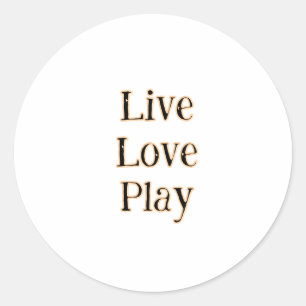 Live love play zwart oranje sportspeler modern q ronde sticker