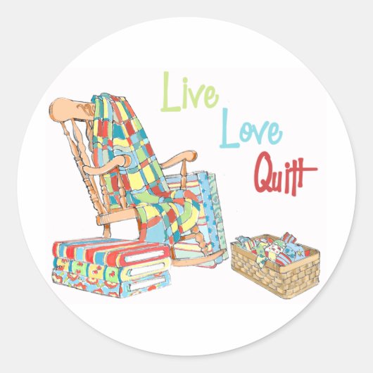 Live..Love..Quilt Ronde Sticker (Voorkant)
