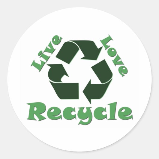 Live Love Recyclen Ronde Sticker (Voorkant)