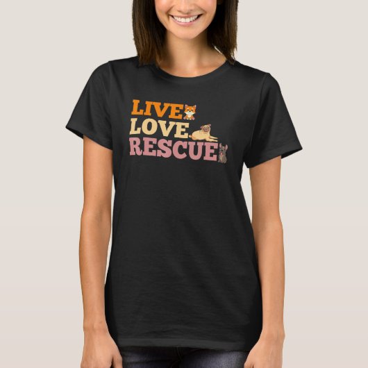Live Love Rescue Shiba Inu French Bulldog Pug Pet T-shirt (Voorkant)