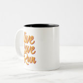 Live Love Run Marathon Runner Workout Tweekleurige Koffiemok (Voorkant links)