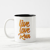 Live Love Run Marathon Runner Workout Tweekleurige Koffiemok (Links)