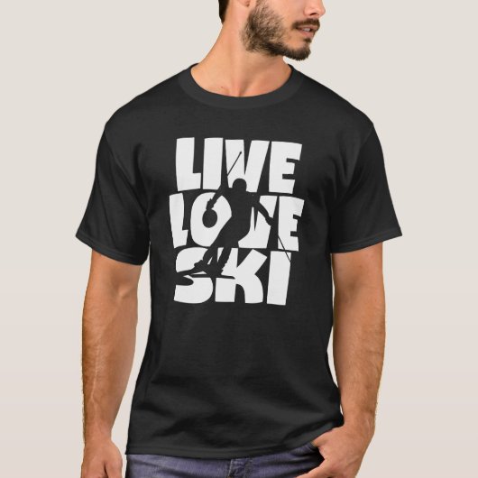 Live Love Run Skier Graphic T-shirt (Voorkant)
