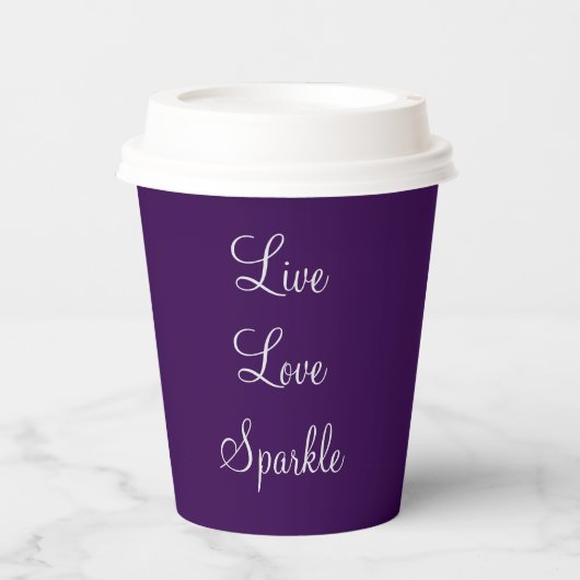 Live, Love, Sparkle citaat papieren beker (Voorkant)
